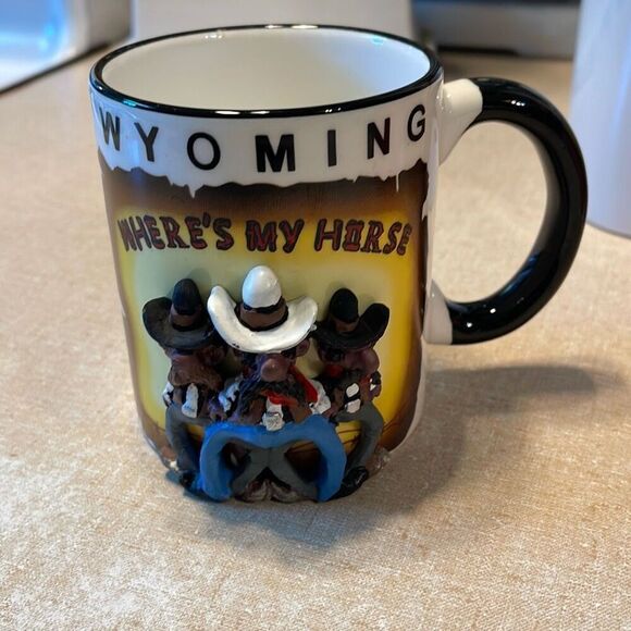 Vintage Wyoming 3D coffee mug. “Where’s my Horse?” - Picture 1 of 6
